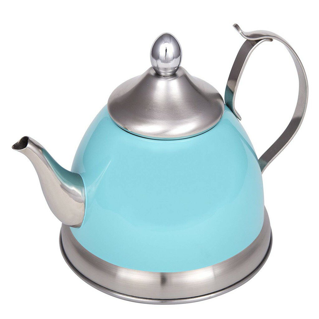 Creative Home NOBILI-TEA 950ml藍色烤漆不鏽鋼三明治底附濾網沖茶器 茶壺 水壺