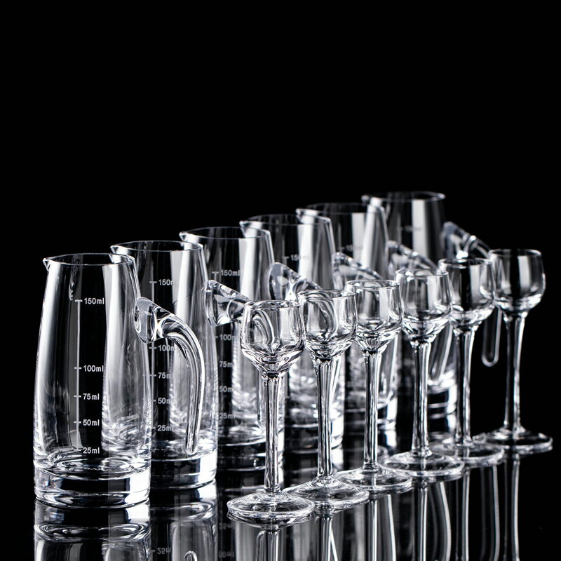 手工水晶玻璃高腳白酒杯套裝家用10毫升酒杯3兩壺一口杯刻度酒壺
