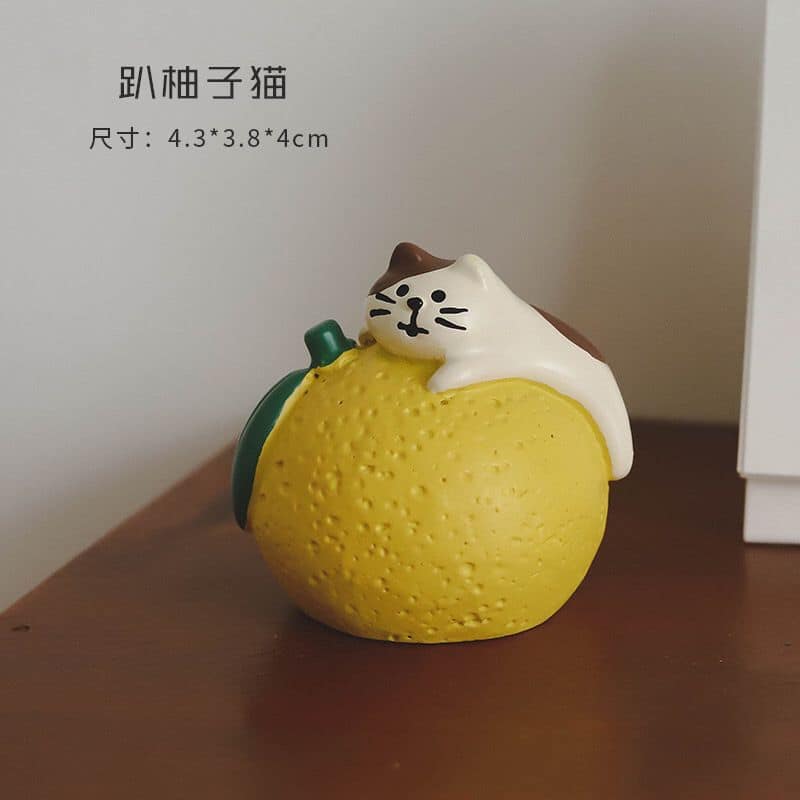 日式夏日柚子貓 治癒系可愛日式小擺件桌面裝飾品 6