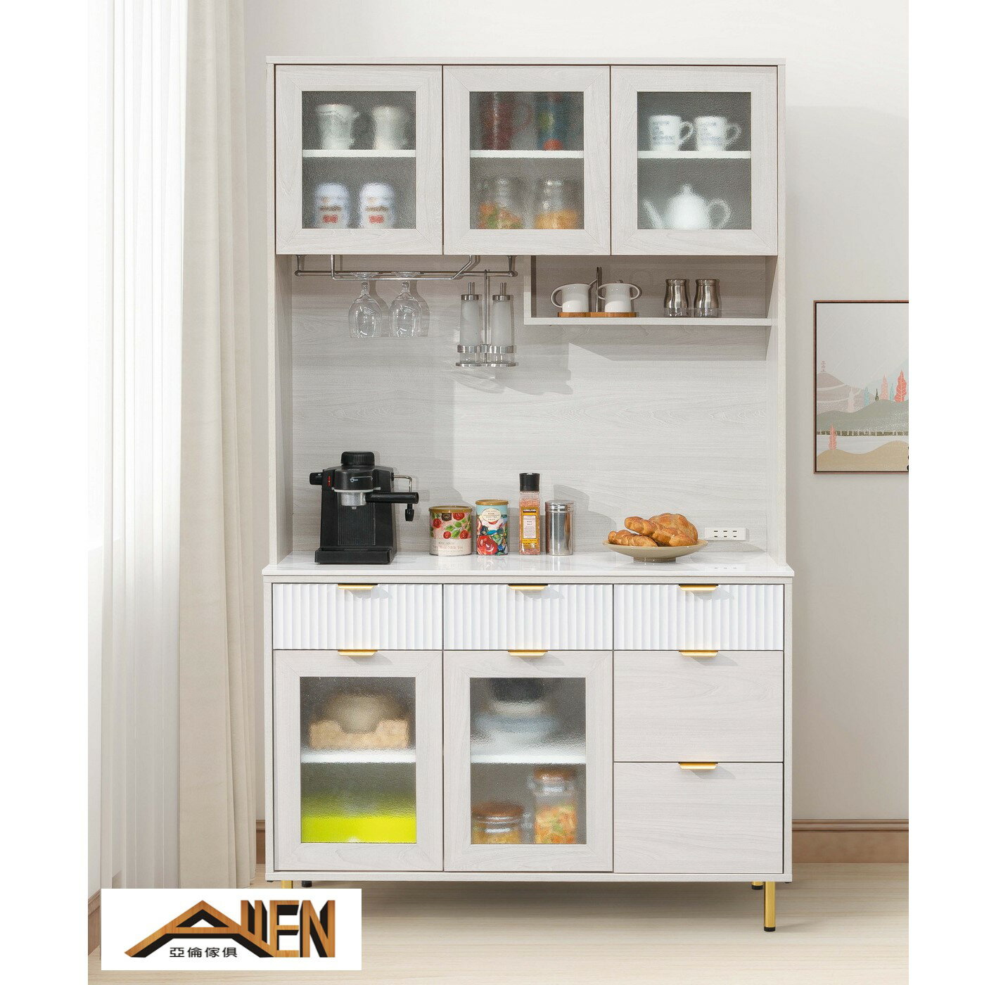 亞倫傢俱*黛妮絲4尺岩板收納櫃全組