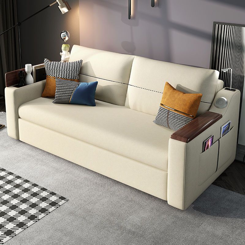 科技布實木沙發床兩用折疊多功能儲物客廳小戶型北歐經濟型推拉