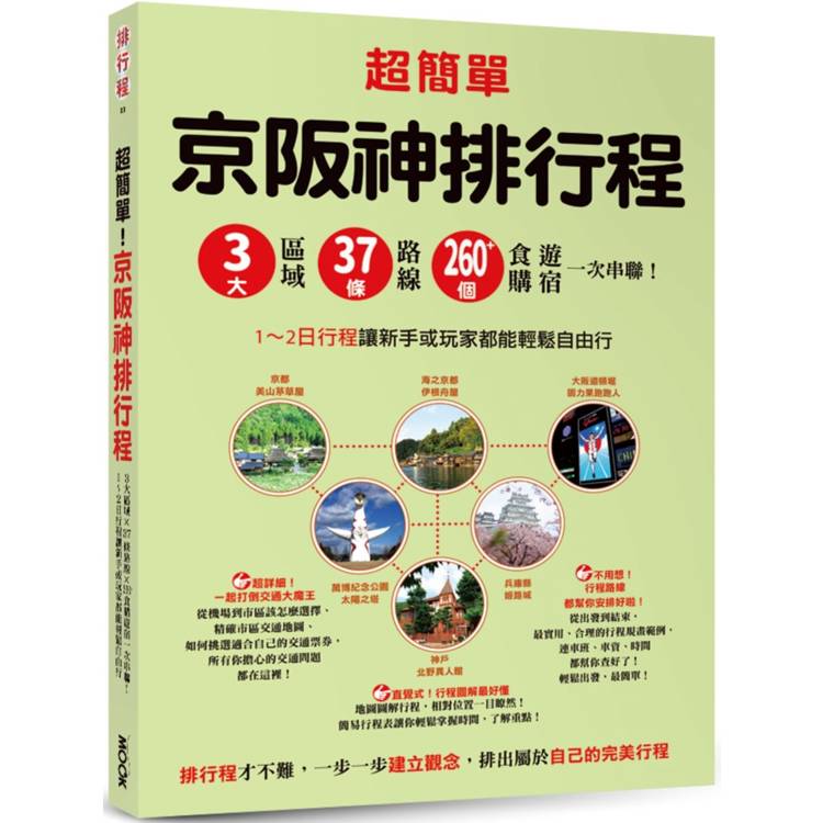 超簡單！京阪神排行程：3大區域x37條路線x260＋食購遊宿一次串聯！1~2日行程讓新手或玩家都能輕鬆自由行
