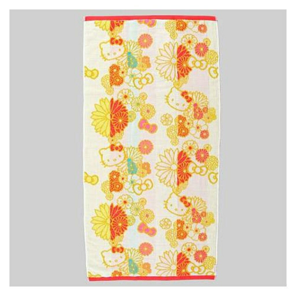 【震撼精品百貨】Hello Kitty 凱蒂貓 HELLO KITTY 大浴巾 毛巾(金襴緞子/60X120CM) 日本製 震撼日式精品百貨