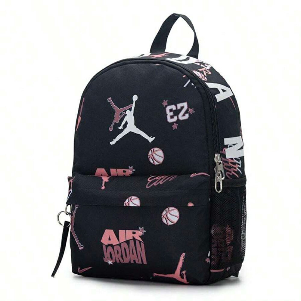 【NIKE 耐吉】JORDAN喬丹 AIR MINI 粉白街頭塗鴉雙肩小包 多收納多夾層透氣後背包成人書包小孩書包時尚潮流包包單肩包(JD2213008TD001)