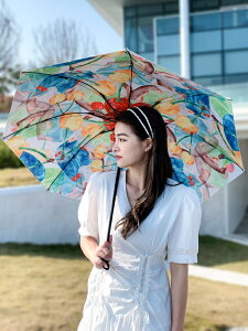 可愛櫻桃印花雙層太陽傘三折疊晴雨傘兩用防紫外線黑膠防曬遮陽傘