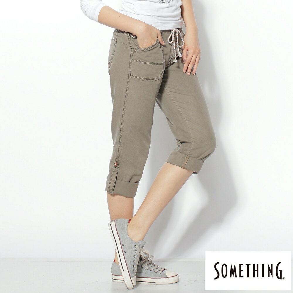 SOMETHING  女款 NATURAL EASY JEAN綁帶休閒褲 (灰褐色) 3