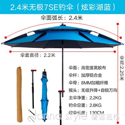 釣魚傘新款防暴雨黑膠折疊加厚拐杖萬向防雨風戶外遮陽大釣傘【摩可美家