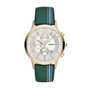 送禮首選★EMPORIO ARMANI經典綠色皮帶腕錶43mm(AR11233) 附提袋【全館滿額折價】
