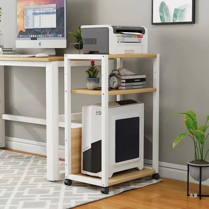 電腦主機箱托架臺式落地可移動帶輪多層收納辦公室打印機置物架子-快速出貨