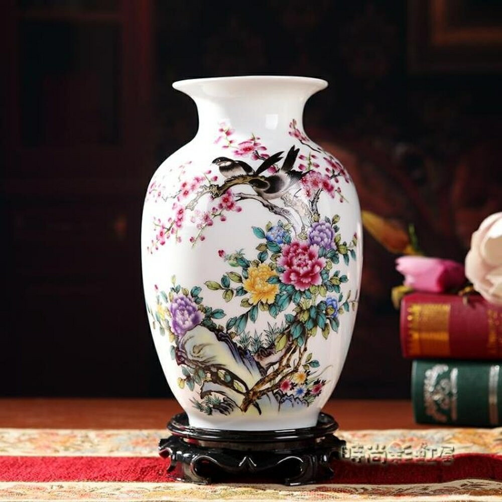 景德鎮陶瓷中式客廳仿古青花瓷瓶擺件插花干花器小裝飾工藝品花瓶MBS 母親節禮物