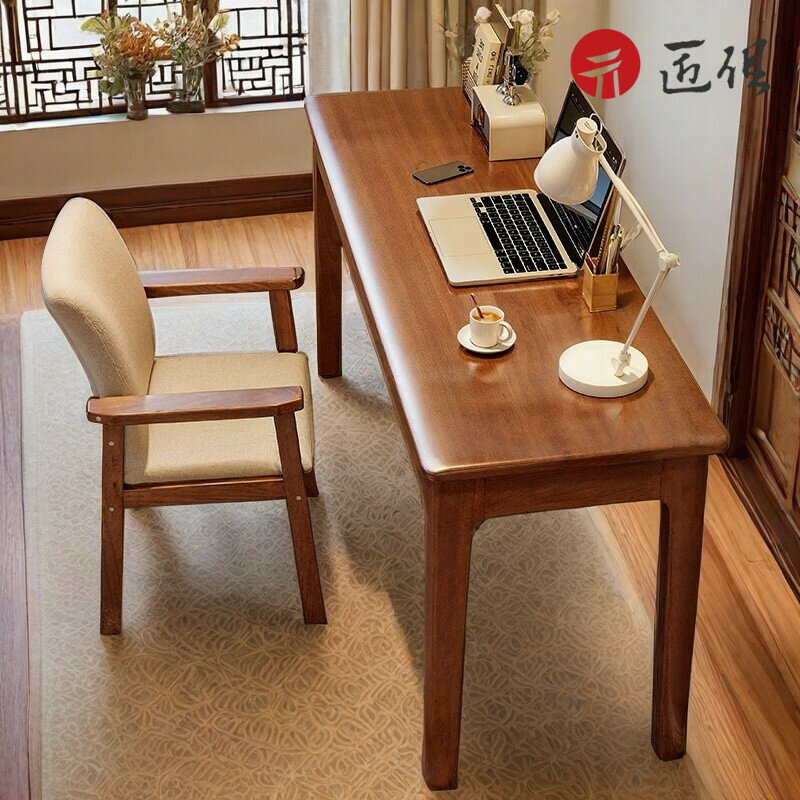 【匠俱】簡易實木書桌 小戶型學習寫字桌 臺帶抽屜臥室辦公桌 窄邊長方形電腦桌 工作桌 學習桌 047