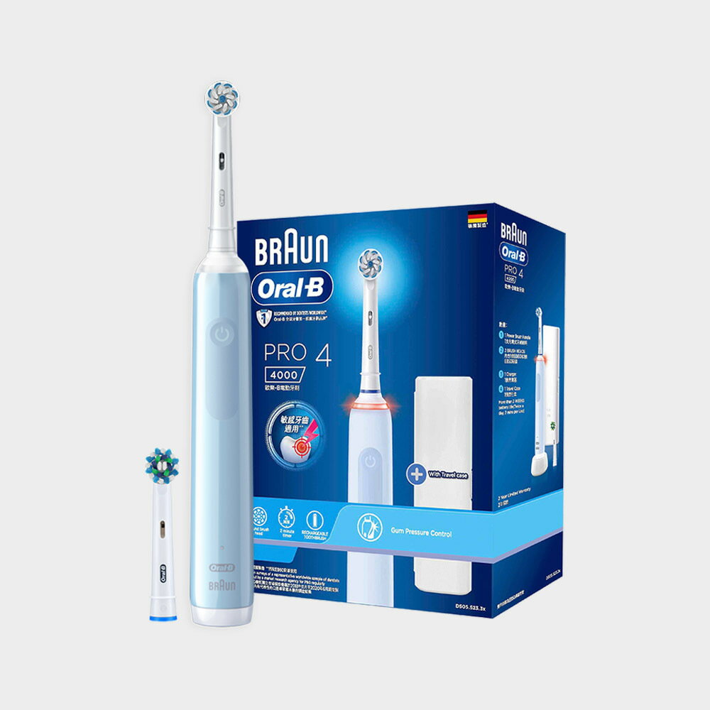 【hengstyle恆隆行】Oral-B PRO4 3D電動牙刷-貝加爾湖藍 ★送清潔刷頭4入★ [APP下單享4%點數]
