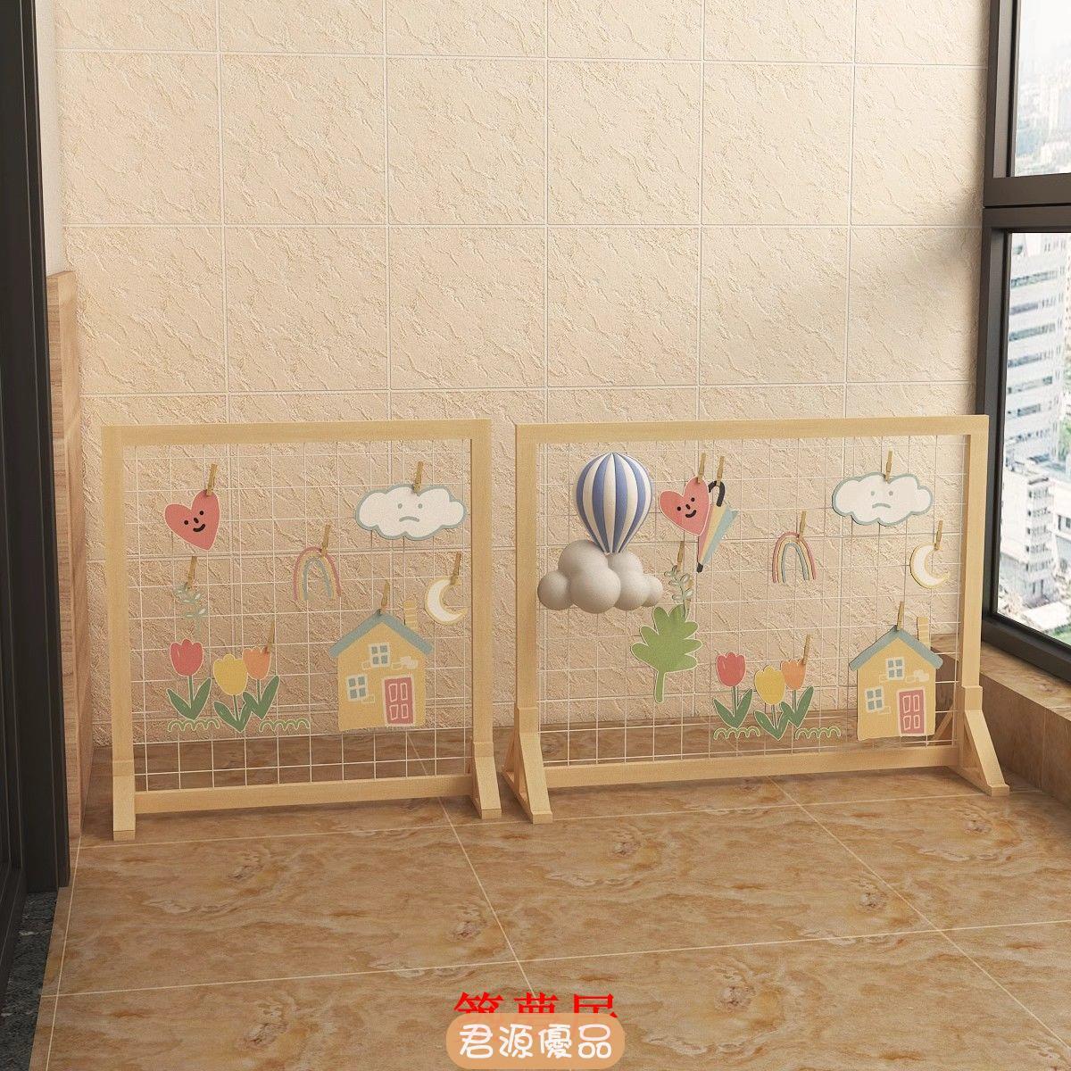 桌面展示架 幼兒園作品展示架手工作品裝飾架小學桌面飾品實木網格置物架定製