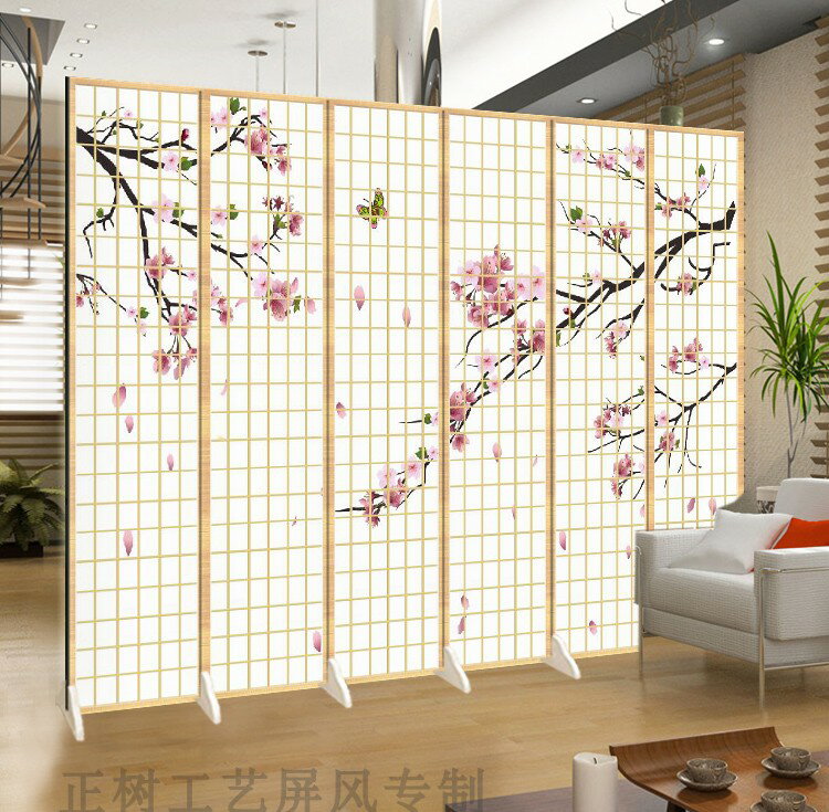日式浮世繪折疊屏風隔斷客廳時尚玄關入戶家用遮擋招財貓裝飾/屏風/擋風屏/隔斷屏/遮擋屏/折疊屏/玄關屏風/客廳屏風
