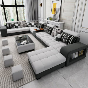 布藝沙發廠家直銷簡約現代免洗科技布沙發大戶型客廳整裝沙發組合
