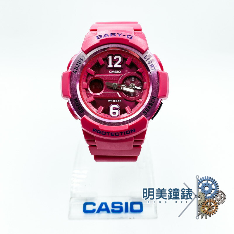 ◆明美鐘錶眼鏡◆CASIO 卡西歐/ BABY-G/BGA-210-4B2DR/街頭運動雙顯腕錶-洋紅色/特價優惠