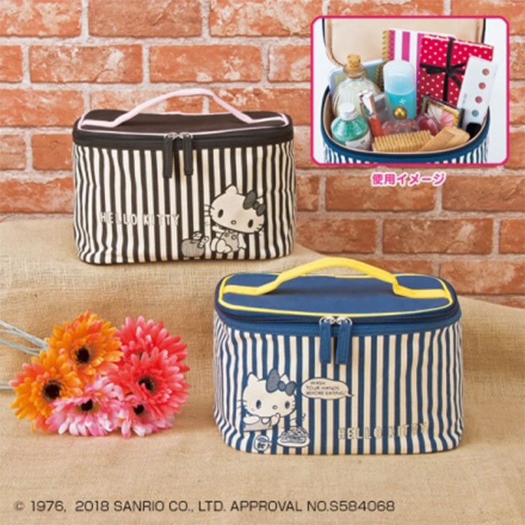 SANRIO 三麗鷗 凱蒂貓 KITTY手提化妝包 收納包 兩色隨機出貨 日本進口正版 1802010002
