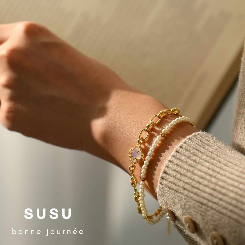 SU SU︱幸運草珍珠手鍊❤️日韓 明星 熱銷 925純銀 防過敏 珍珠 飾品 耳環 項鍊 手鍊 穿搭 百搭