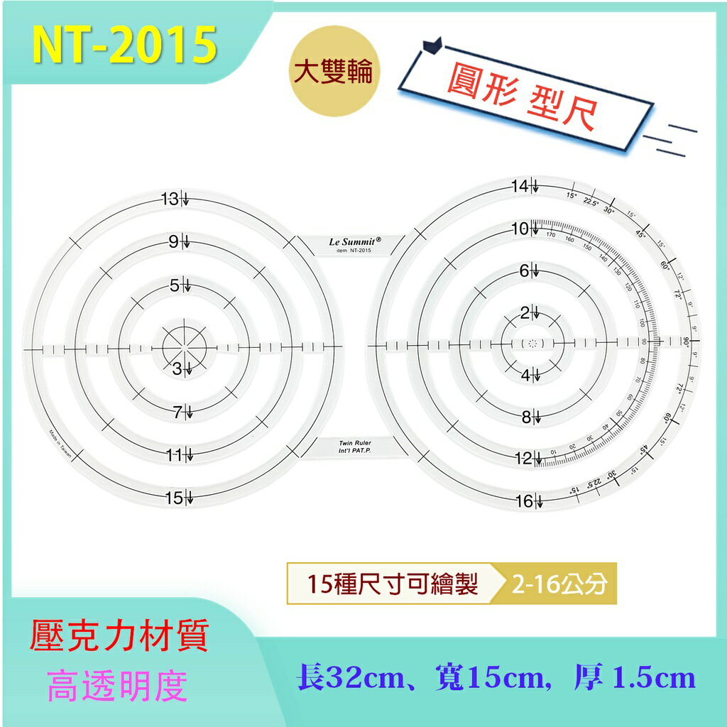 【松芝拼布坊】拼布縫紉用 拼布型板尺 圓型 NT-2015 量角器 角度尺