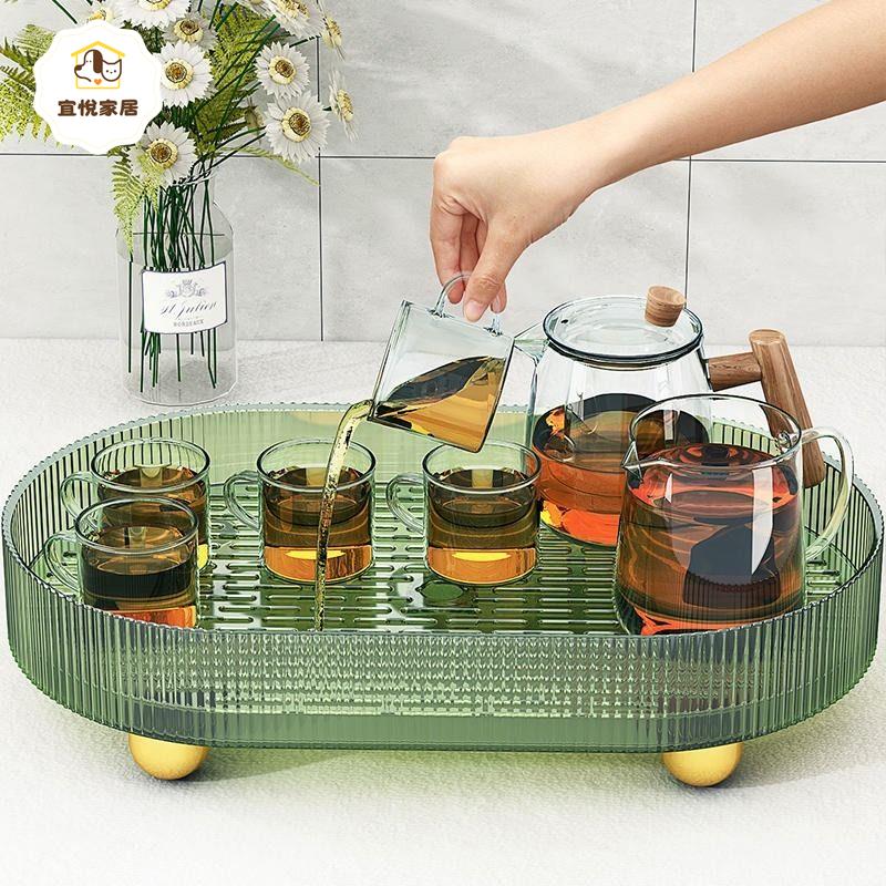 瀝水茶盤 輕奢 家用 小型茶具 托盤 客廳杯子茶具 收納盤 水果雙層瀝水盤 [PP0504042]