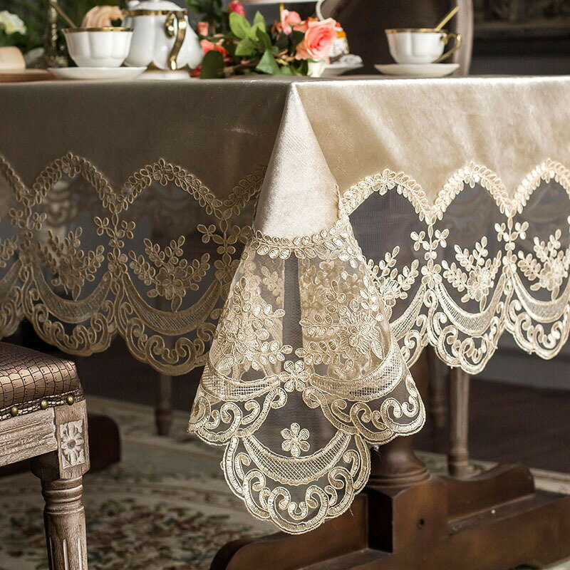 欧式蕾丝桌布布艺长方形家用餐桌布ins茶几台布北欧餐桌椅子套罩 全館免運