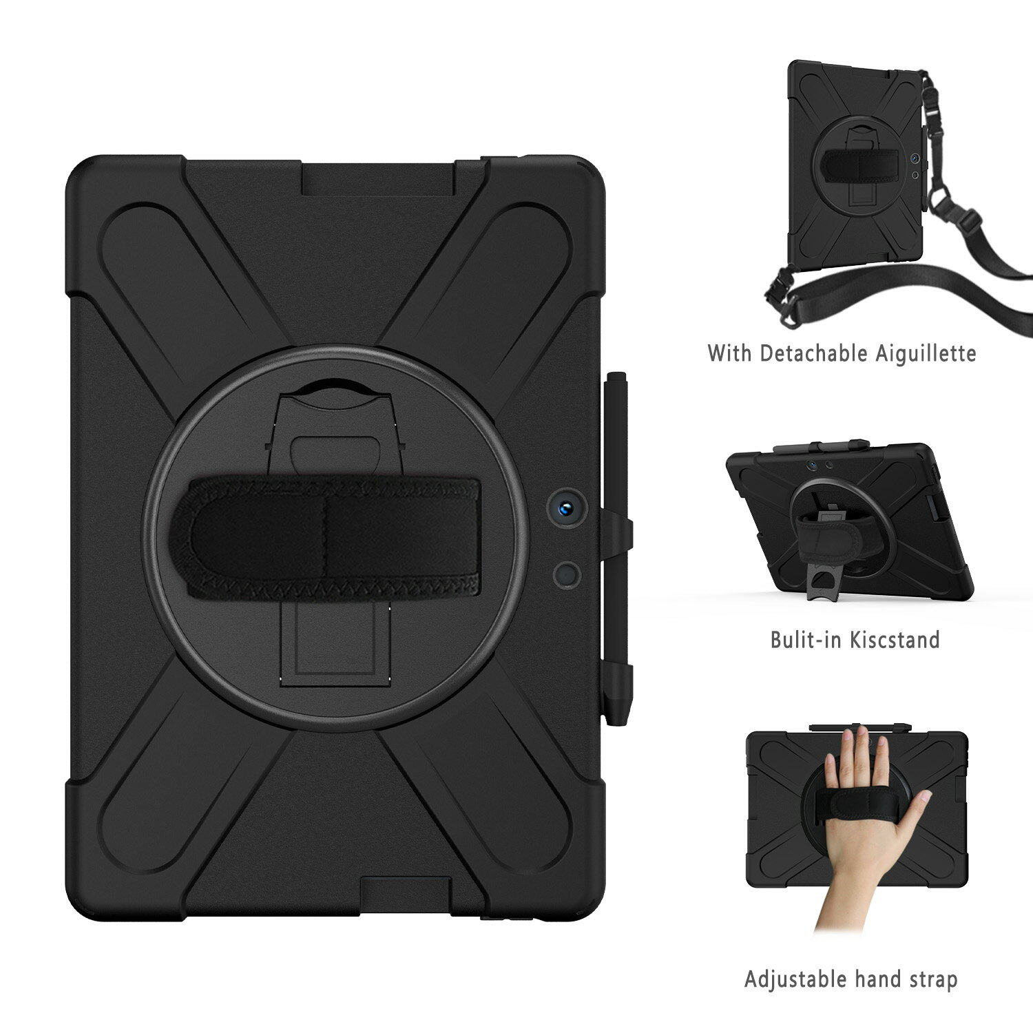 微軟Surface Pro X保護套/殼帶筆槽矽膠套13英寸全包防摔旋轉支架外殼手持皮套