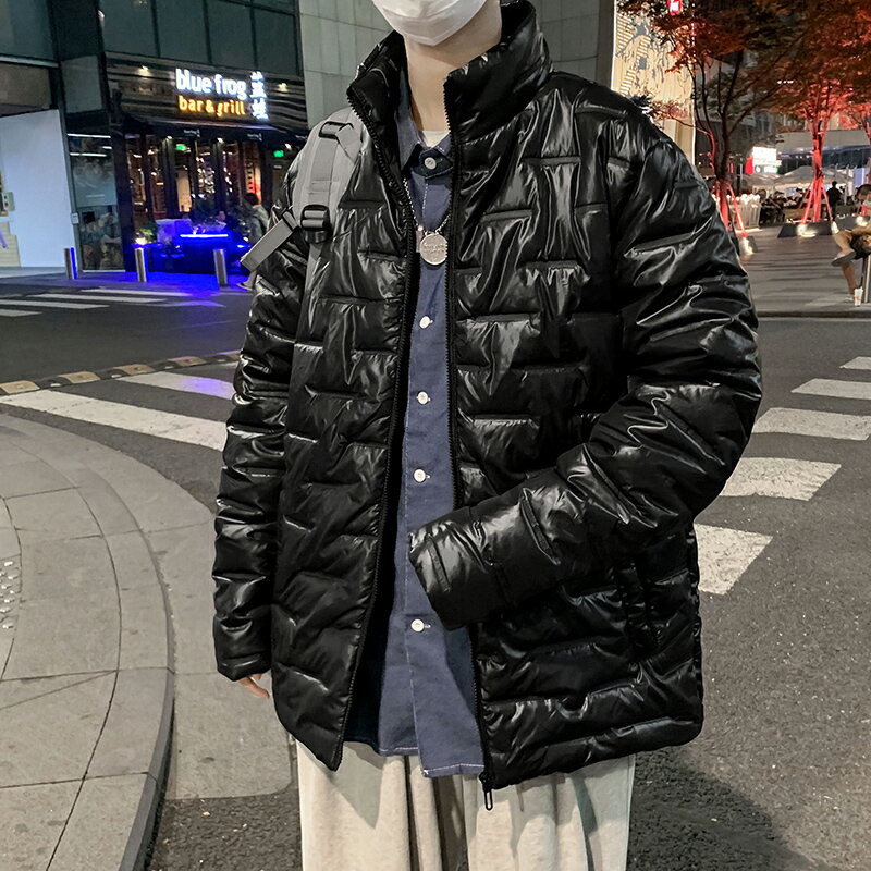 男士冬季輕薄款棉衣潮流保暖休閑羽絨棉服青少年短款立領冬裝外套
