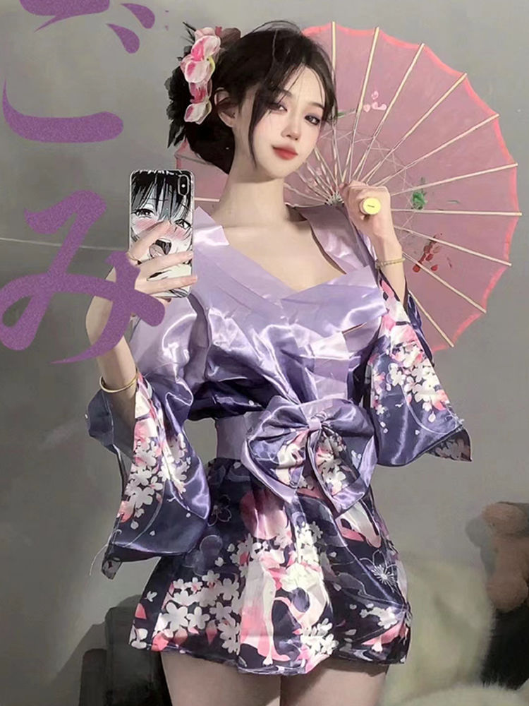 免運 保密出貨 情趣服飾 狐夢花魁~日式掛脖深V大露背開襟和服套裝 【本商品含有兒少不宜內容】