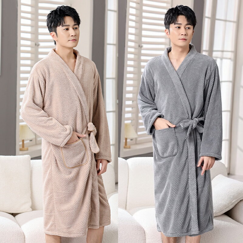 浴袍式浴巾男士專用秋冬長袖可穿可裹比純棉吸水速干家用洗澡大碼