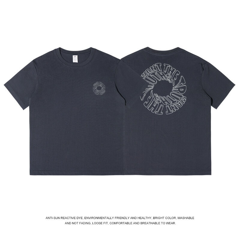 【喜挖】歐美街頭潮人字母印花圓領T恤夏季小眾設計感酷boy穿搭純棉短袖t 5