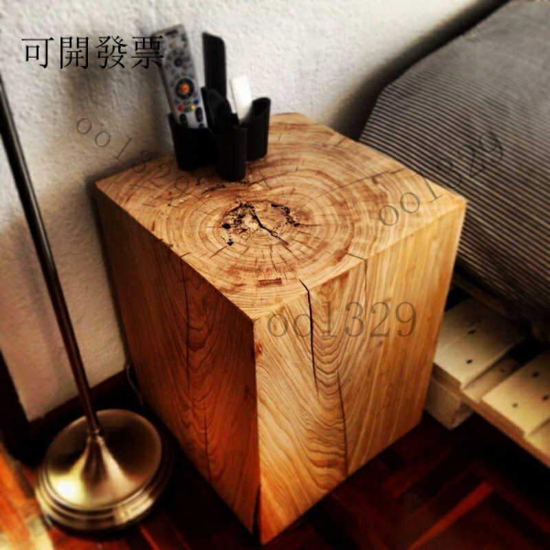 免運 可開發票 北歐實木墩子創意原木茶幾 沙髮邊幾 民宿複古擺件方形角幾 木樁凳子
