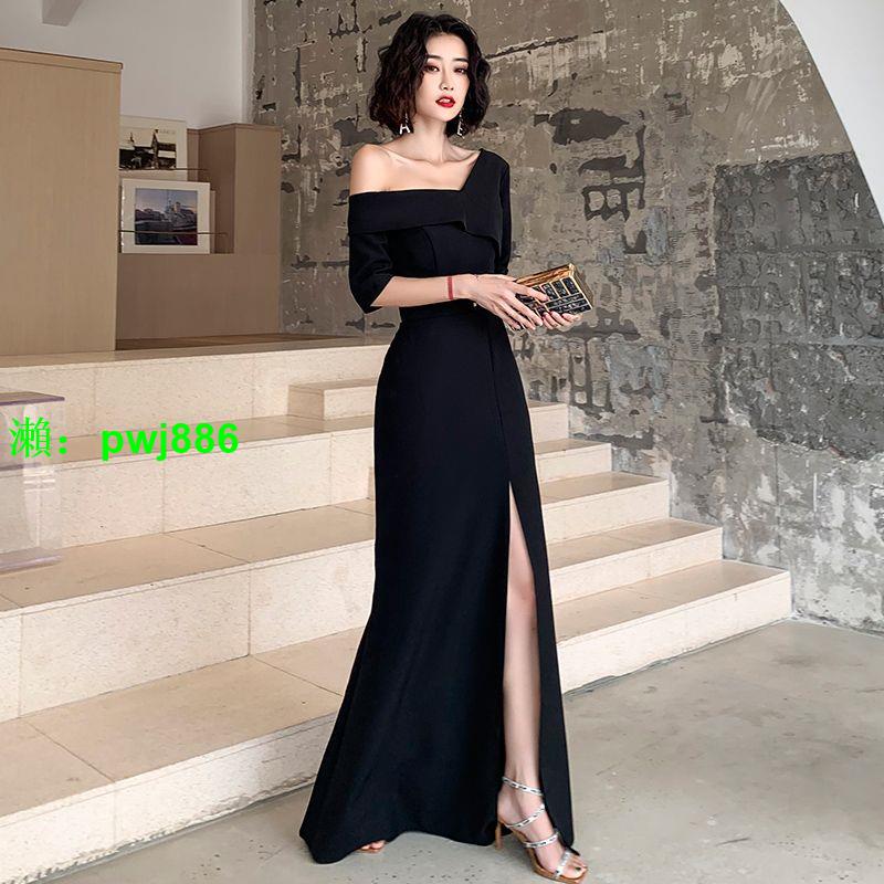 黑色晚禮服女氣質輕奢小眾高階高階感連衣裙赫本主持年會生日成人
