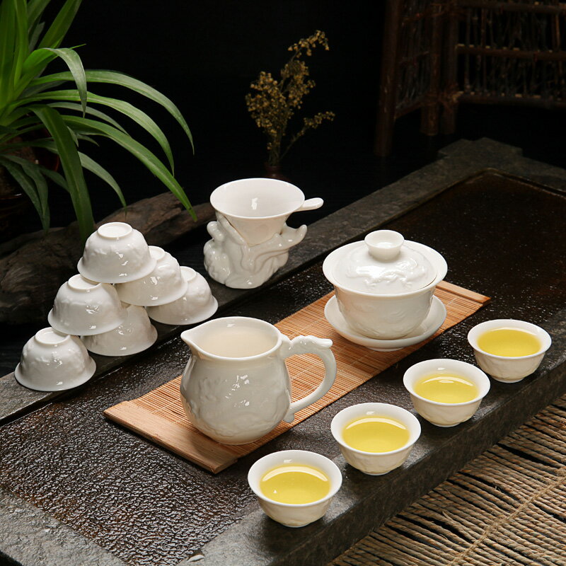 德化白陶瓷茶具套裝 整套茶具 青瓷功夫茶具 茶壺茶具套組