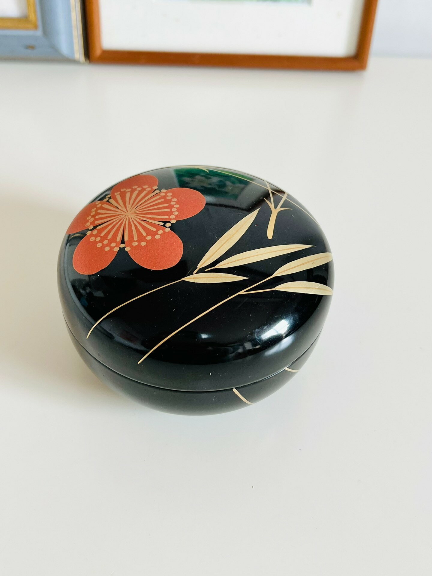 日本中古 山田平安堂大漆蒔繪樹脂茶棗化妝收納盒