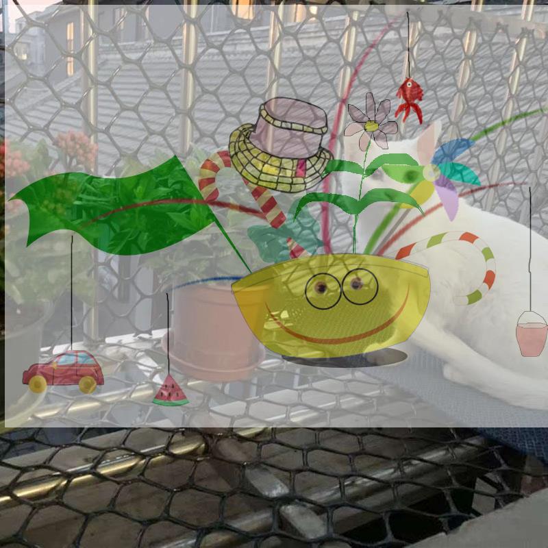 陽臺安全加厚防護防墜落網家用大孔塑料網格兒童護網封窗養貓網格 8