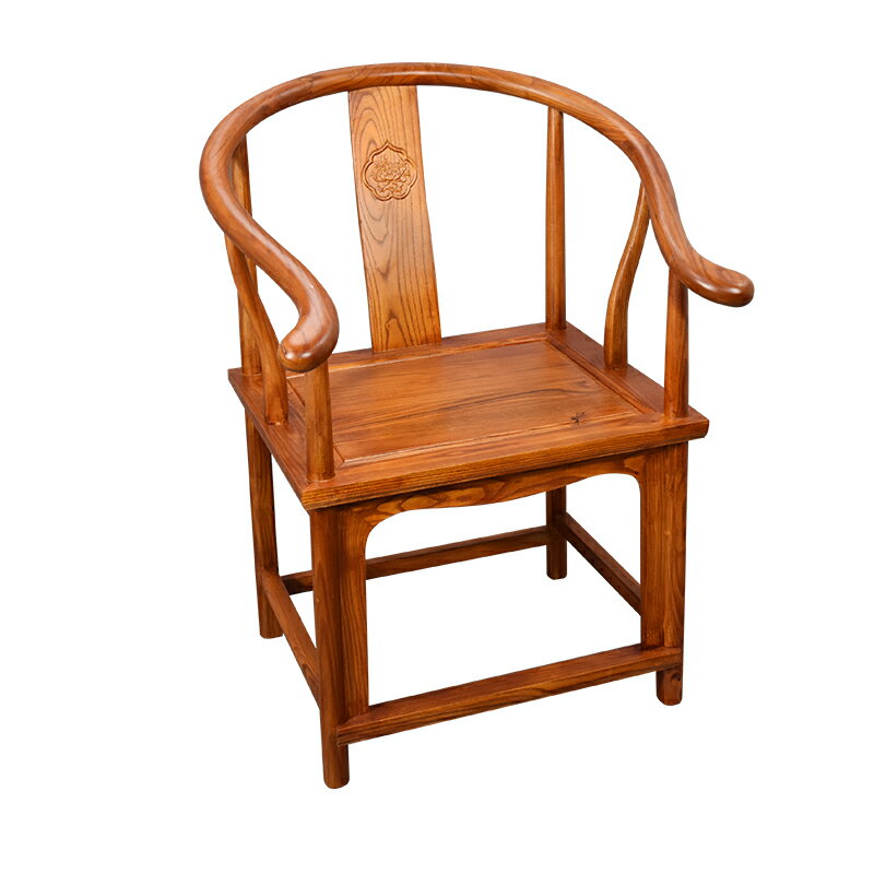 太師椅 新中式圈椅明清中式椅子實木太師椅老榆木餐椅官帽椅仿古圈椅圍椅『XY12995』