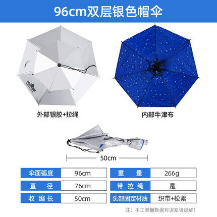 頭戴式雨傘 漢鼎釣魚帽傘防曬防雨雙層大號頭頂傘戶外垂釣遮陽傘帽『CM37598』