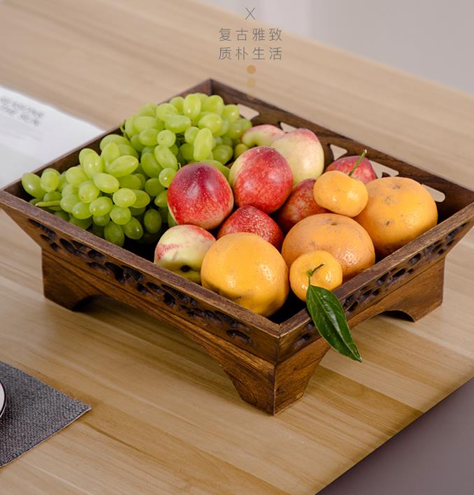 託盤創意實木果盤家用客廳零食託盤茶幾擺件木質復古新中式水果盤 雙11全館免運