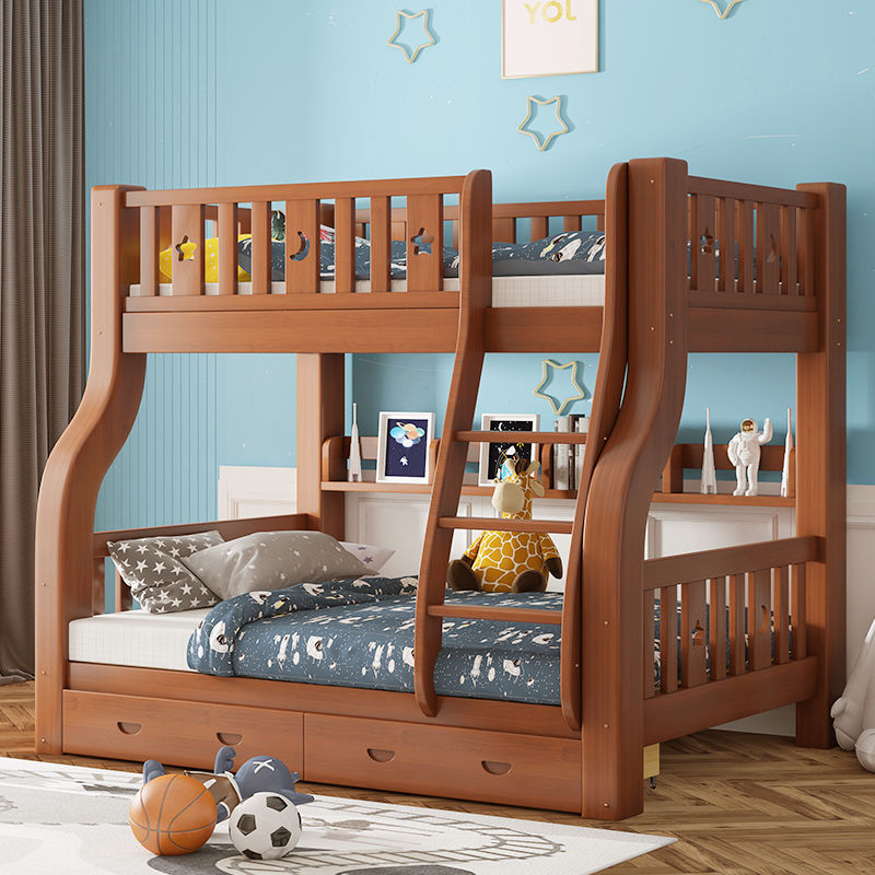 兒童床二層上下鋪木床成人上下床爬梯雙層床實木高低床家用子母床