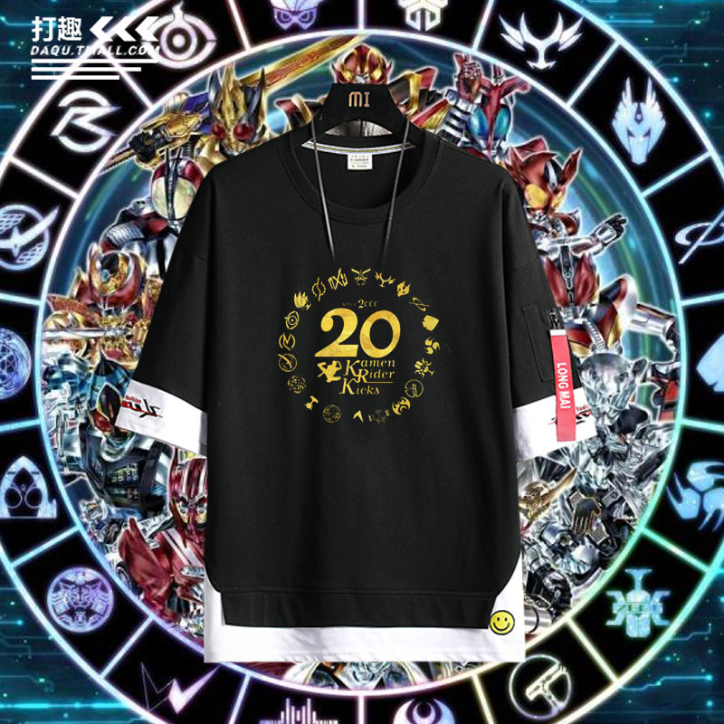 假面騎士20週年shf紀念平成zi-o時王fourze衣服男女假兩件短袖T恤