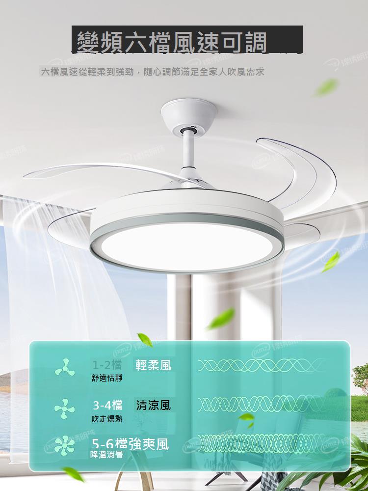 錦繡明珠隱形風扇燈2024新款客廳吊扇燈餐廳家用臥室吊燈靜音變頻