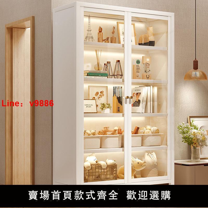 【臺灣公司保固】豫之曙鋼制書櫃玻璃門兒童書架落地多層客廳展示櫃家用防塵置物櫃