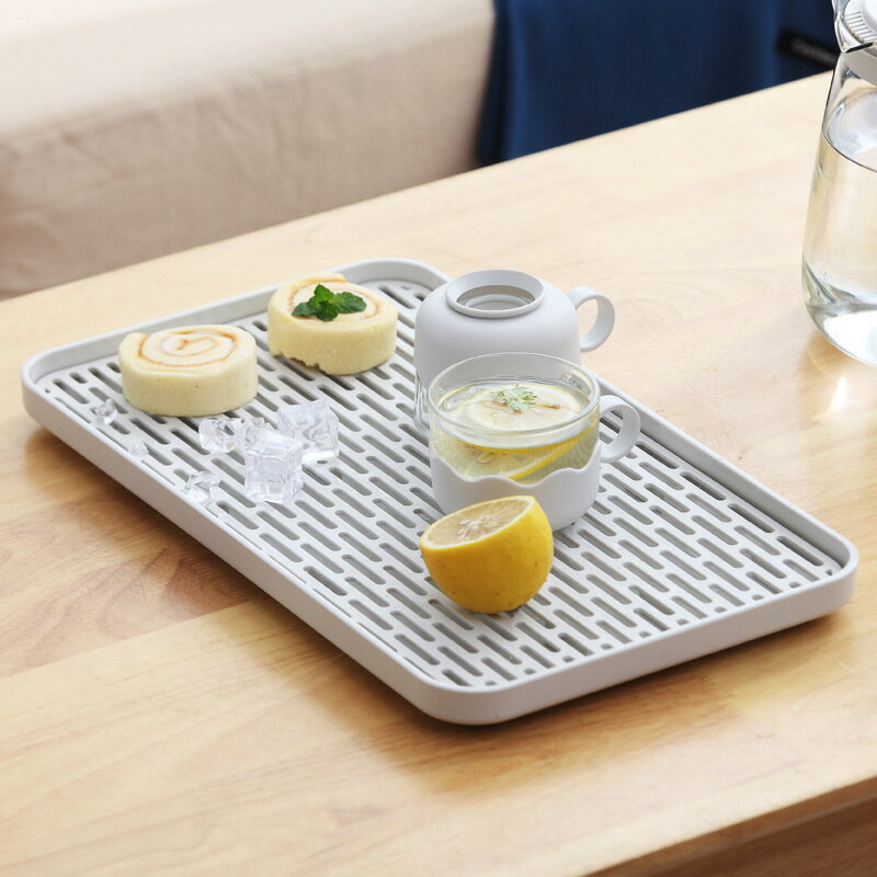 創意家用果盤瀝水托盤 雙層塑料茶盤水果盤北歐長方形浴室置物架