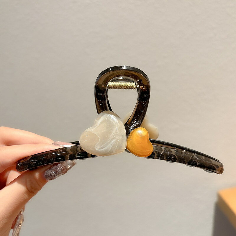 【台灣現貨】時尚配件 髮飾 髮夾 鯊魚夾 大嘴夾 邊夾  韓國亞克力髮夾女後腦勺盤髮夾子頭飾網紅珍珠抓夾氣質愛心鯊魚夾 9