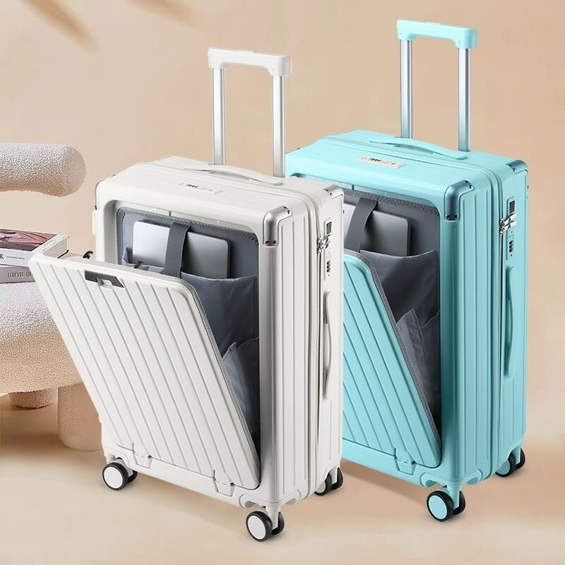 前開蓋旅行箱 多功能拉桿箱 USB充電口杯架掛鉤 ins行李箱 密碼箱 拉鏈箱 大容量28吋託運箱 20吋登機箱輕量