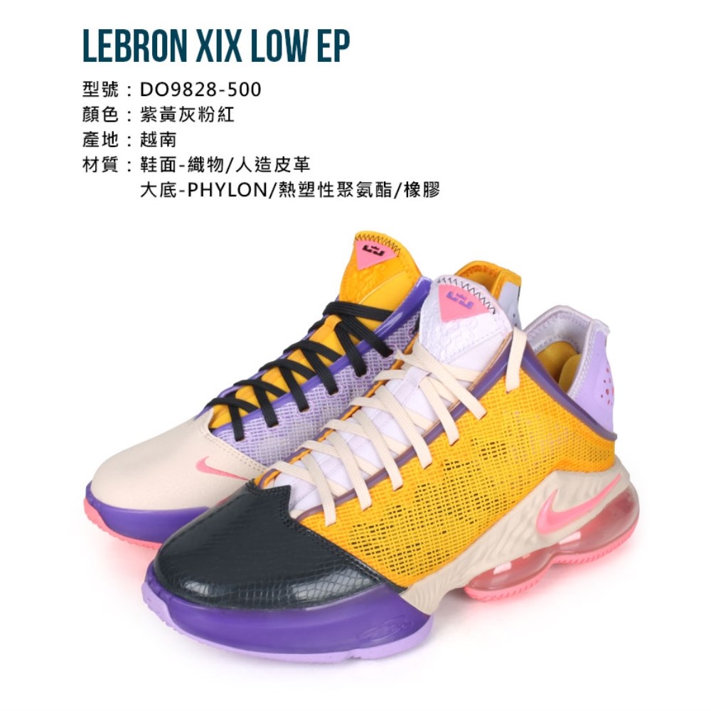 NIKE LEBRON XIX LOW EP 男籃球鞋(免運高筒避震氣墊「DO9828-500」≡排