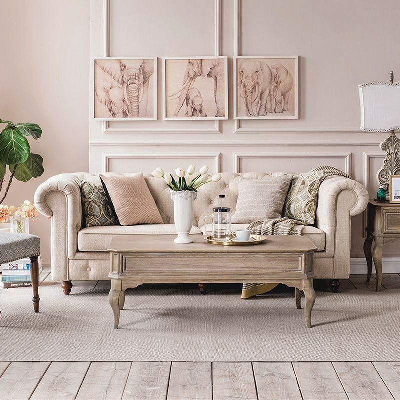 免運/公司貨 沙發 美式沙發 沙發組 美式復古實木沙發 沙發 客廳小戶型布藝拉扣三人直排現代傢俱 可開發票 全館五折 工廠現貨直銷 新品特價 z1103