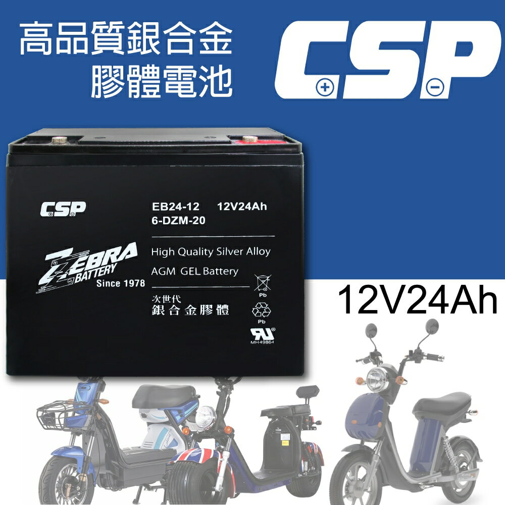 【CSP】EB24-12銀合金膠體電池12V24Ah/等同6-DZM-20.電動車電池.REC22-12