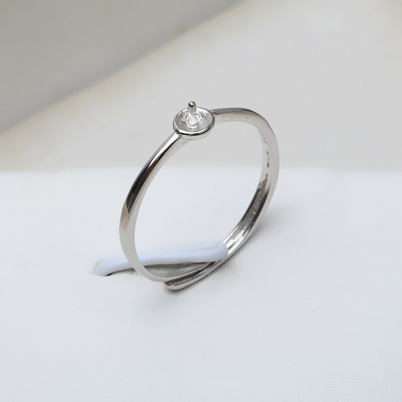 S925銀開口戒指女活口指環可調節簡款5-8珍珠diy飾品配件空托2138