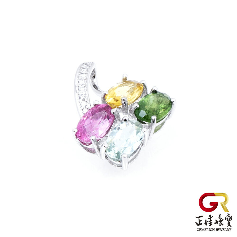 【正佳珠寶】彩碧璽 糖果碧璽 2.4ct 橢圓形吊墜 彩碧璽吊墜 方晶鋯石微鑲銀台 8